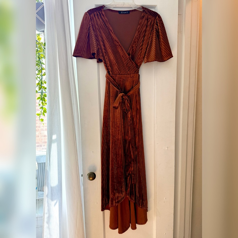 Bronze Velvet Wrap Dress size Small